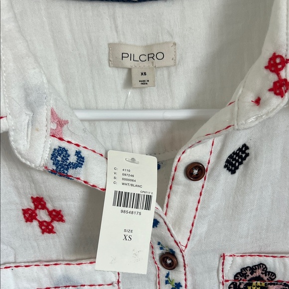 Anthropologie White Embroidered Button Down Shirt - Picture 2 of 8